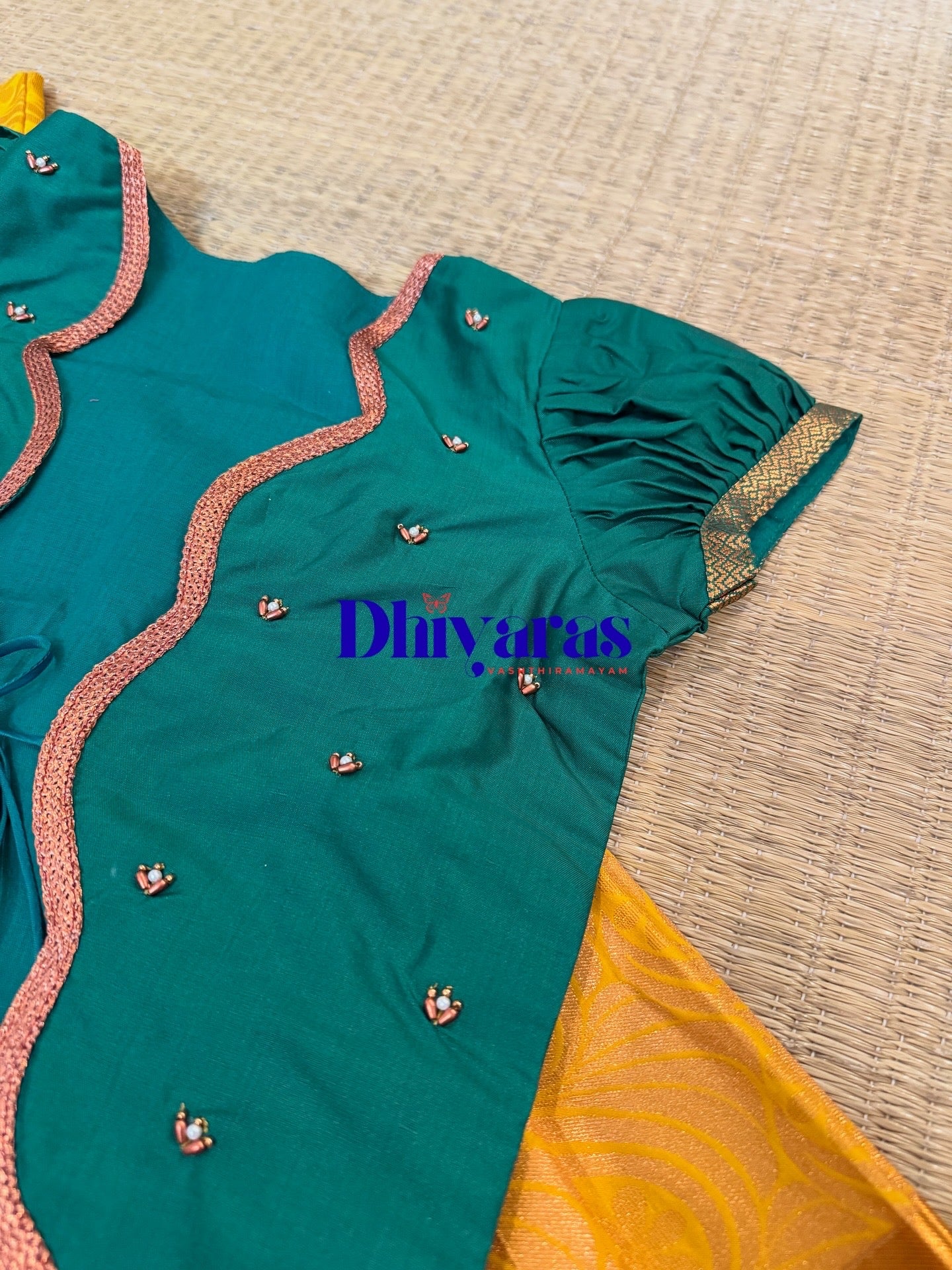 Alagi silk frock with coat  – a perfect tradition silk frock with coat yellow and green