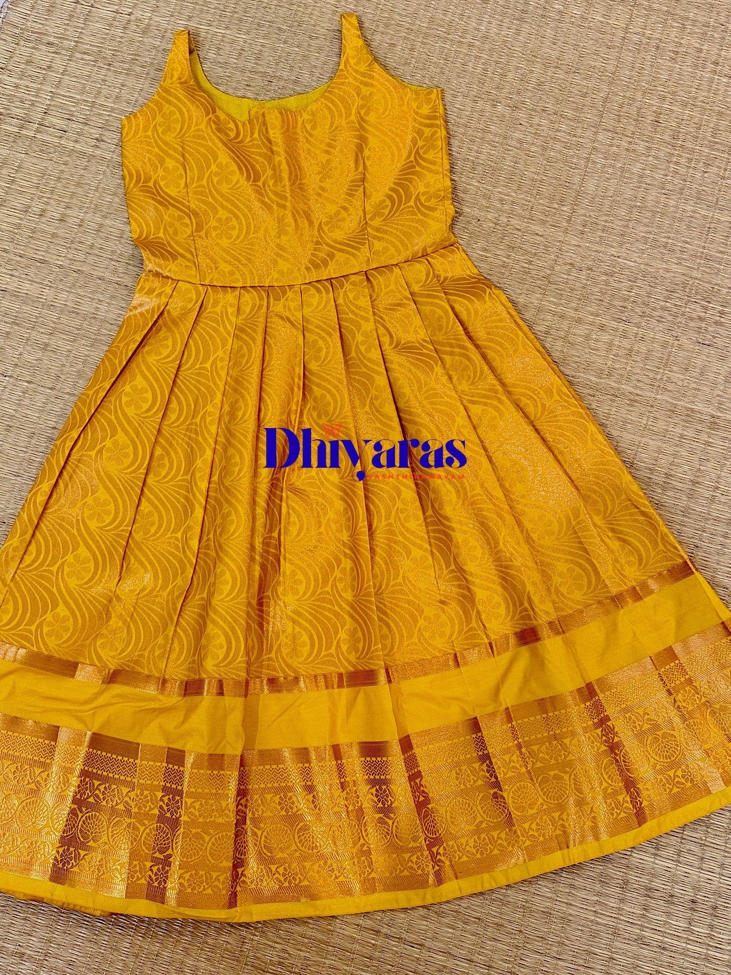 Alagi silk frock with coat  β a perfect tradition silk frock with coat yellow and green