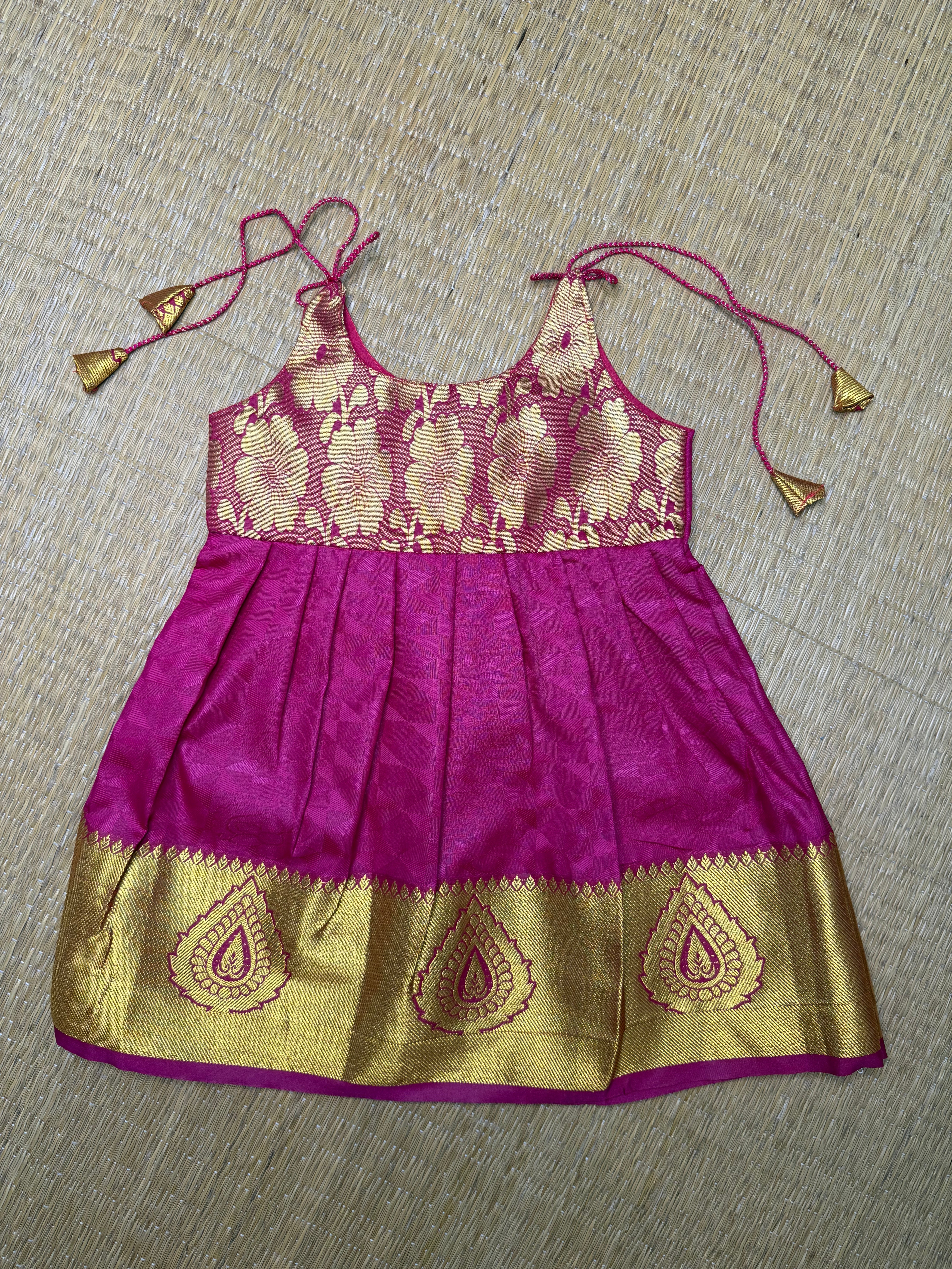 Little Dhiya - Dark pink tie knot frock for babies