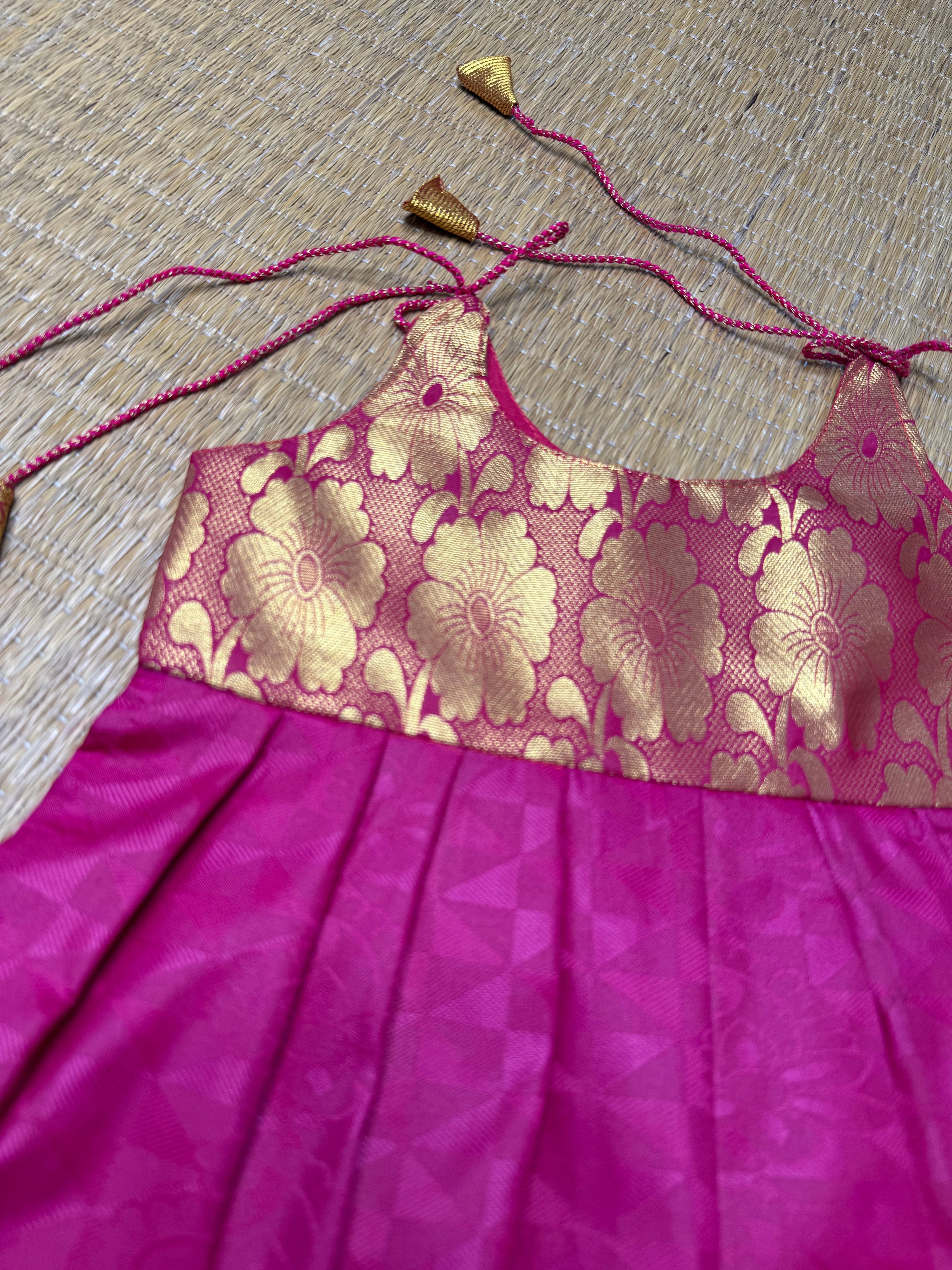 Little Dhiya - Dark pink tie knot frock for babies