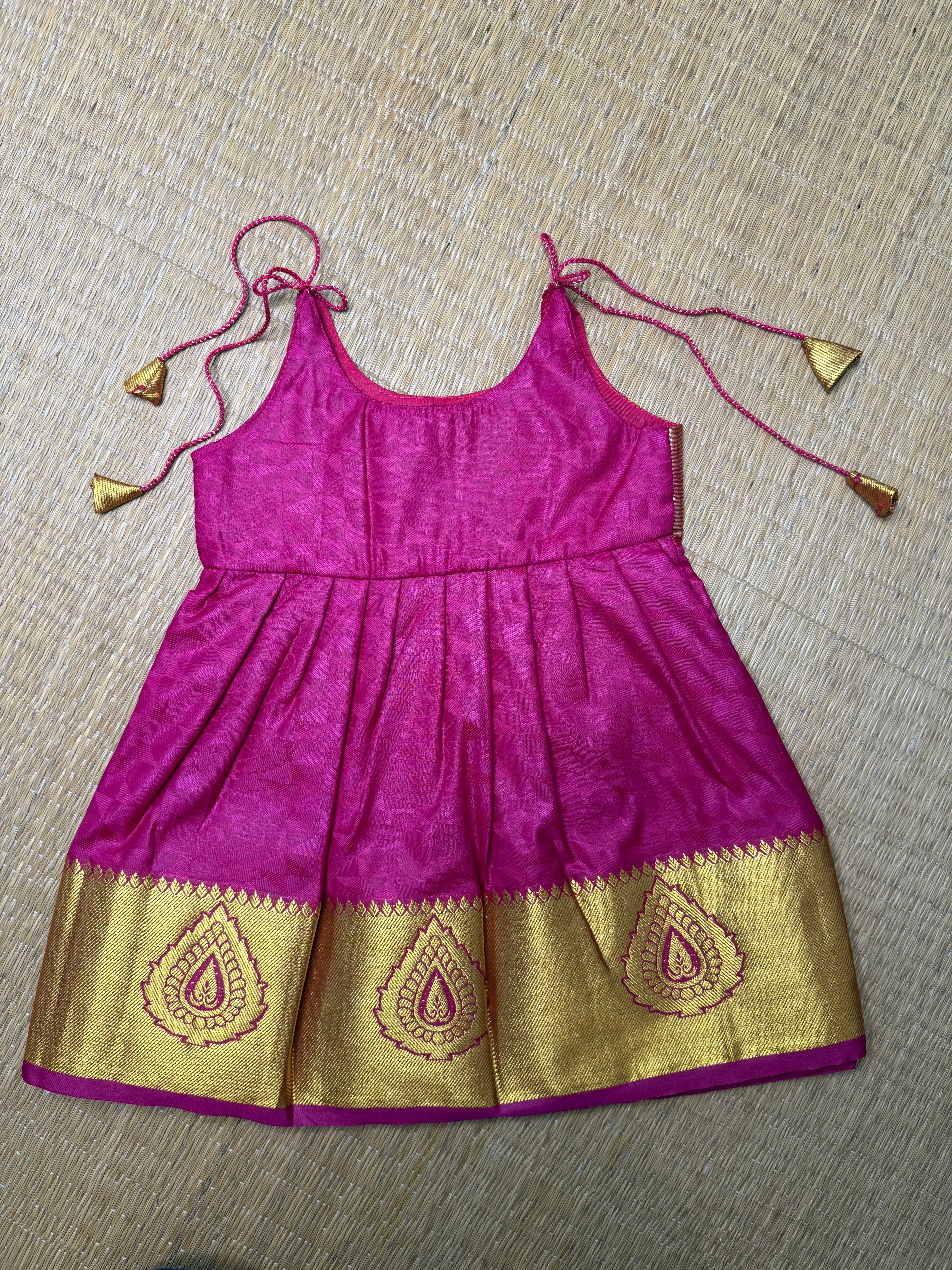 Little Dhiya - Dark pink tie knot frock for babies