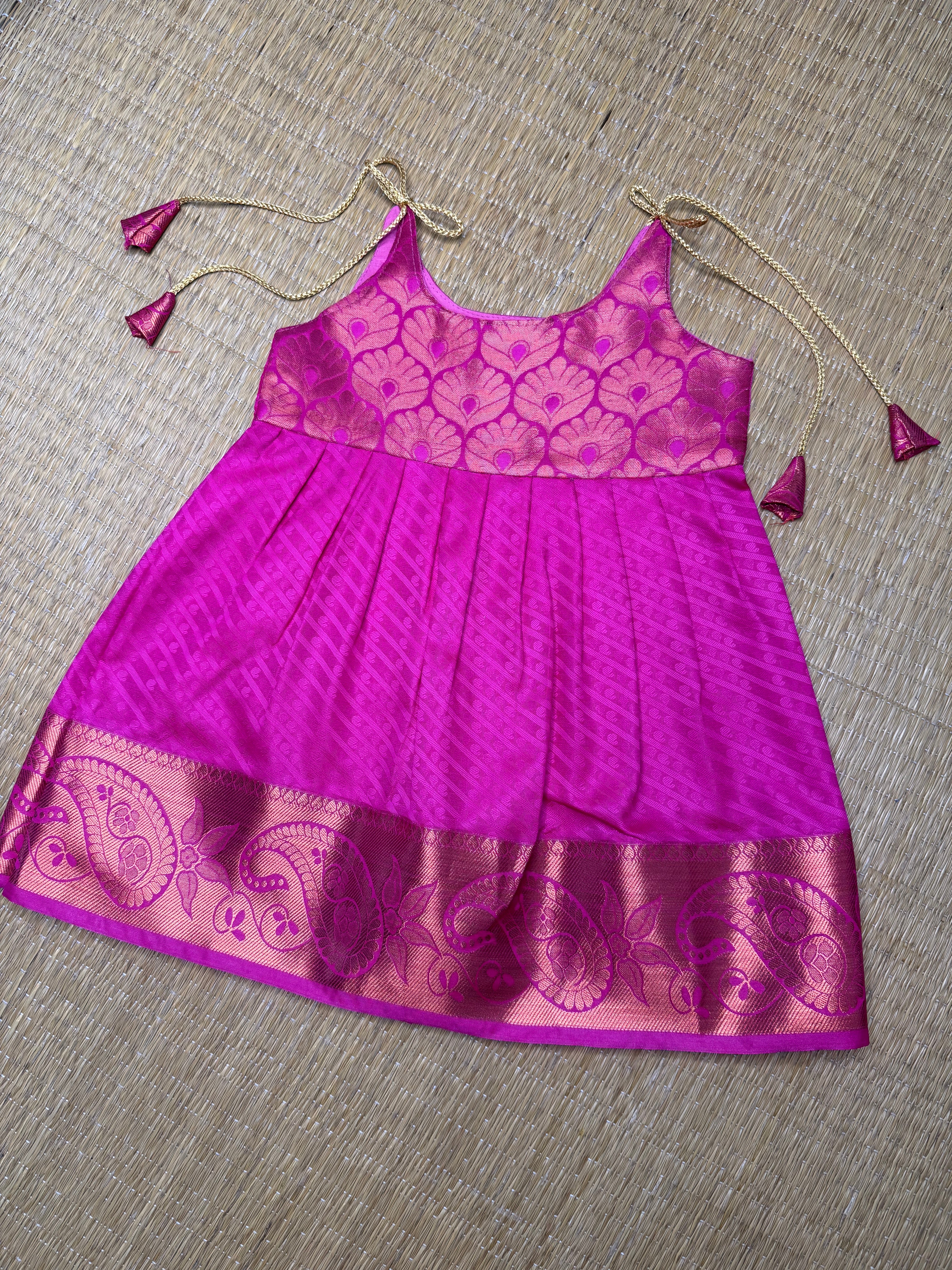 Little Dhiya - darkpink knot frock for babies