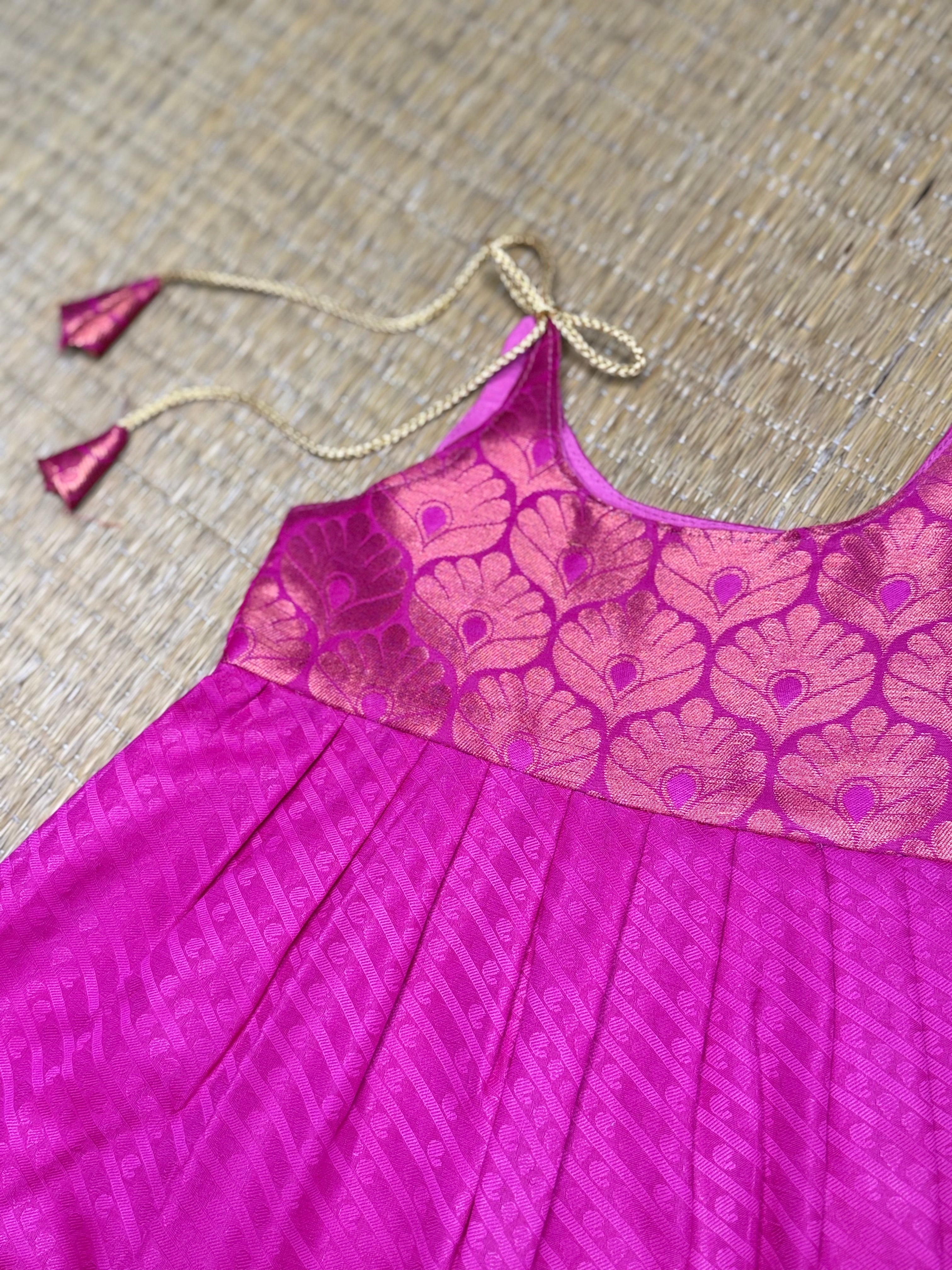 Little Dhiya - darkpink knot frock for babies