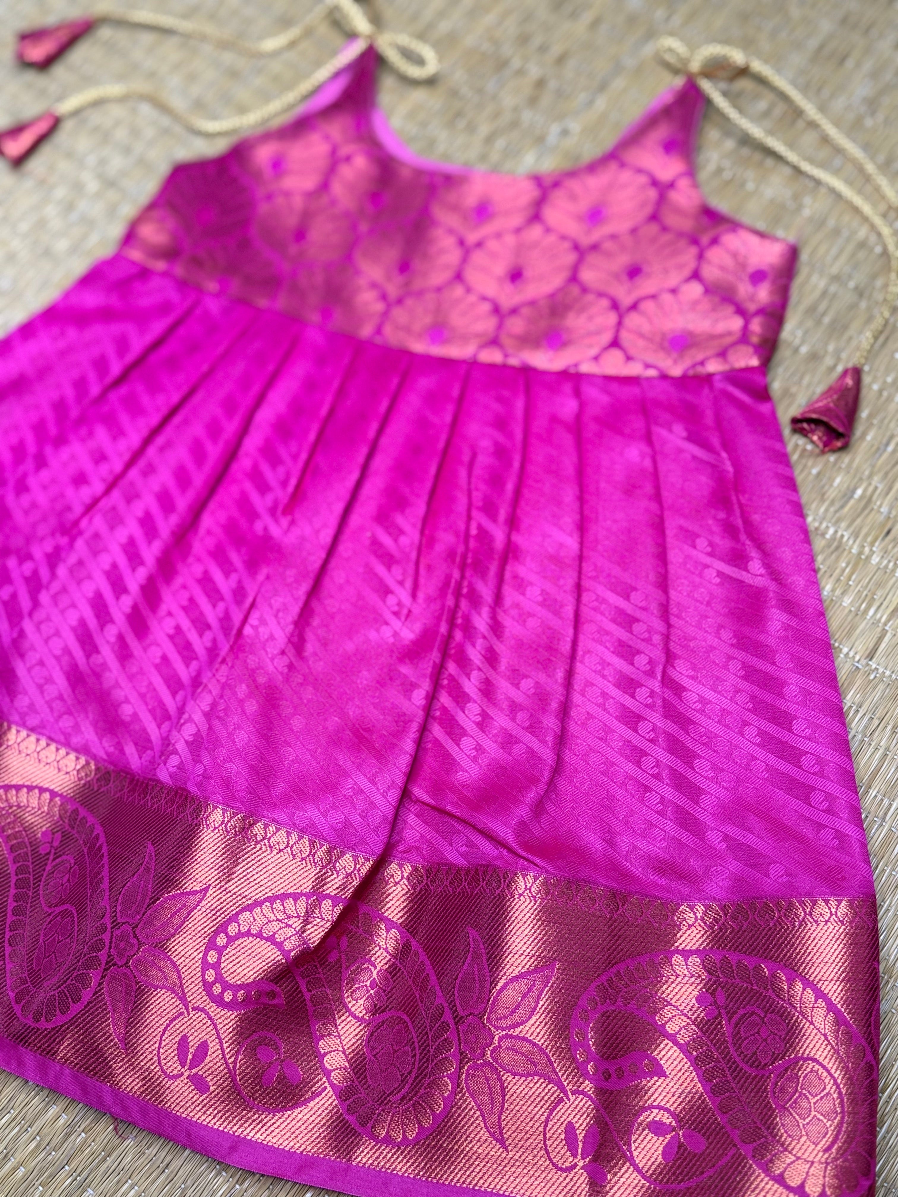 Little Dhiya - darkpink knot frock for babies