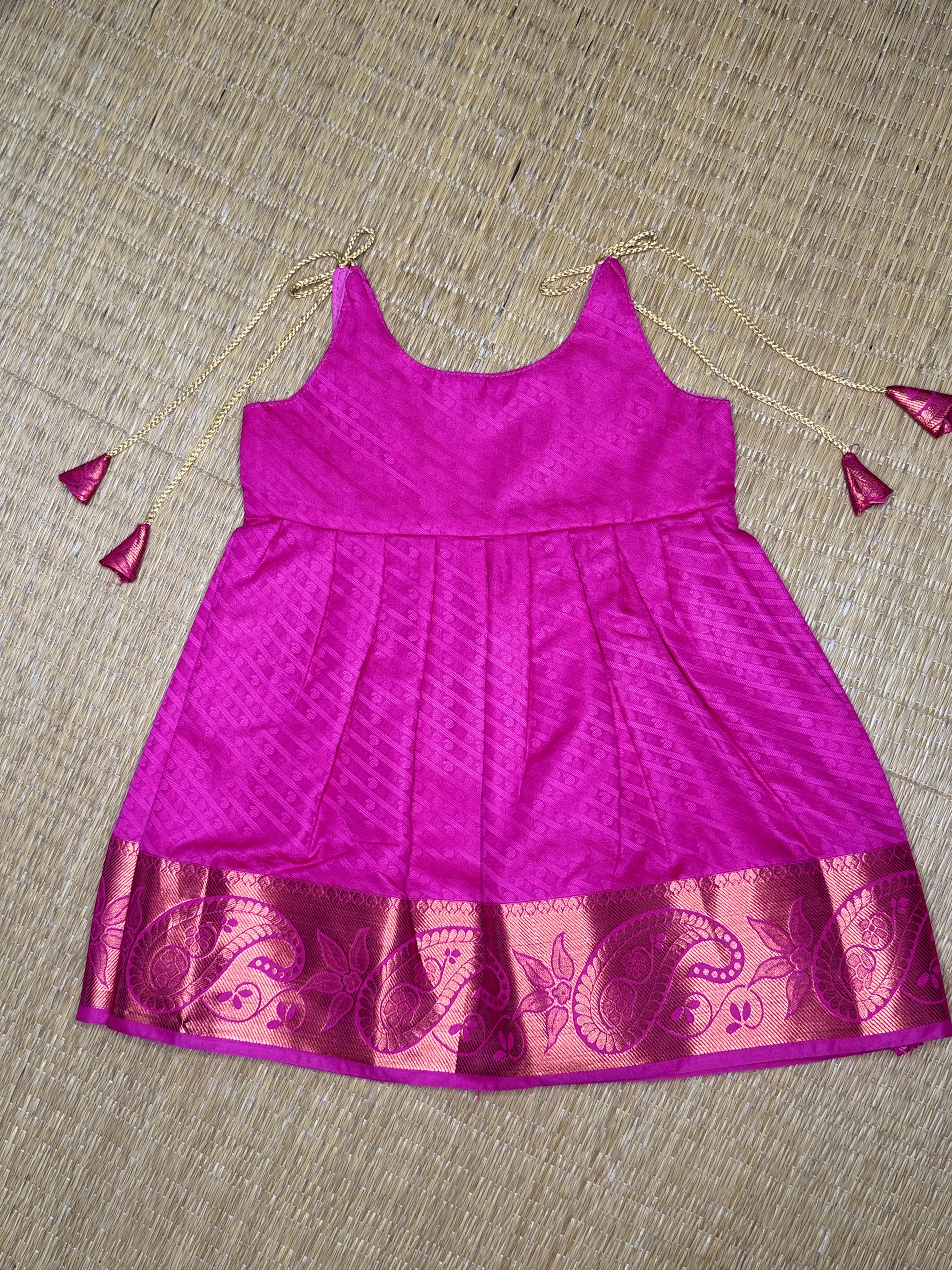 Little Dhiya - darkpink knot frock for babies
