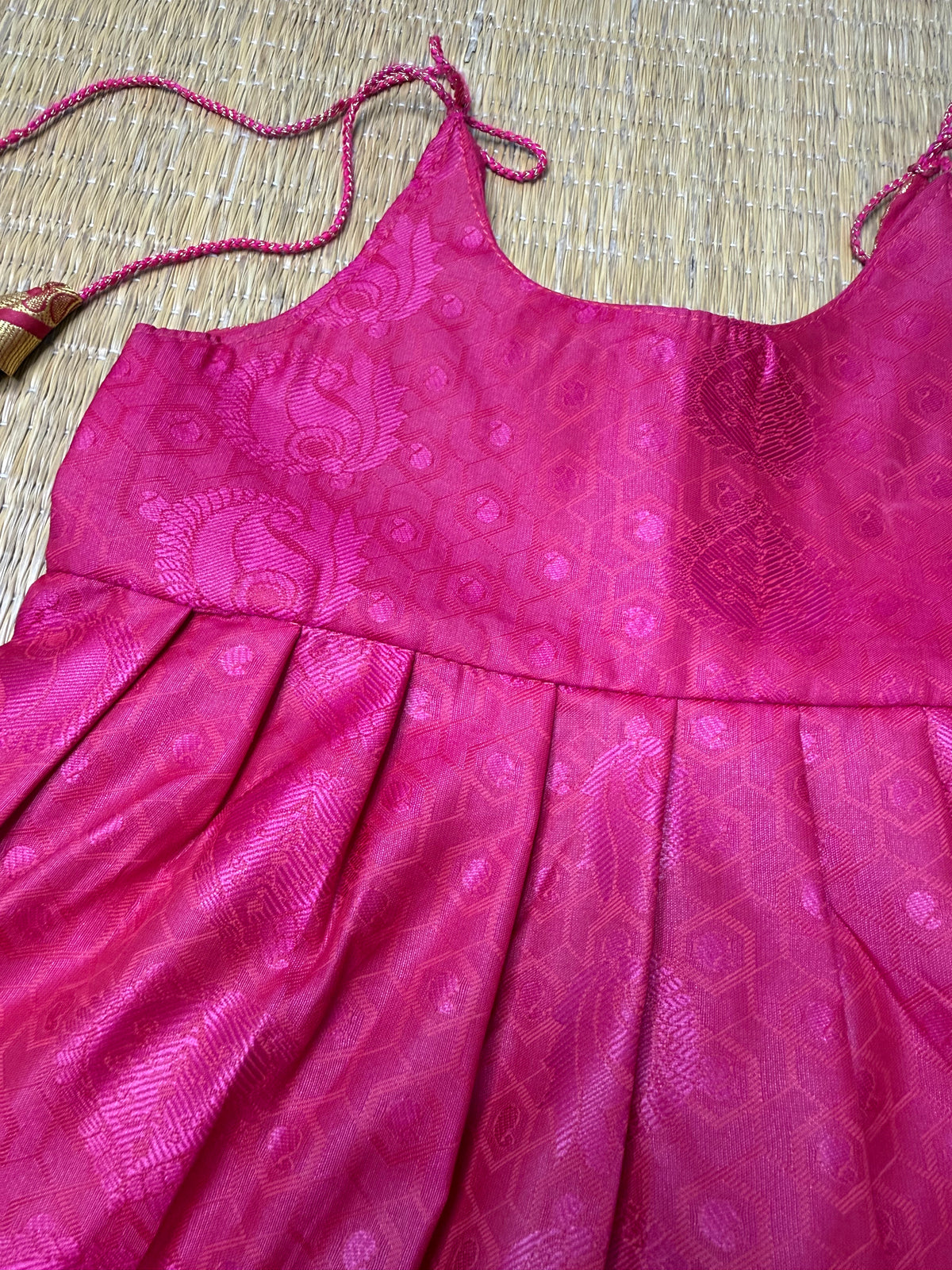 LittleDiya - darkpink feather knot frock for babies