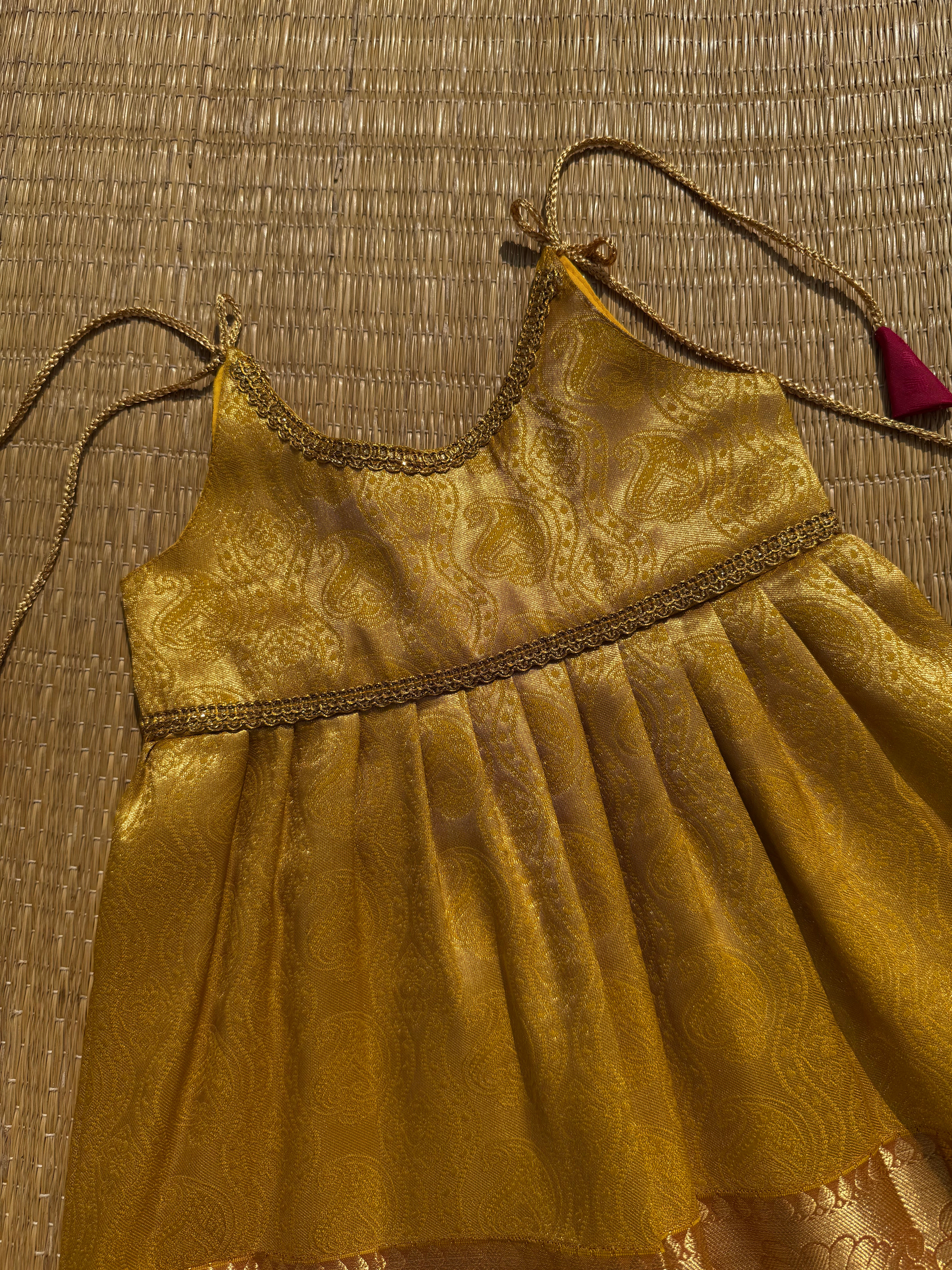 Little Dhiya - full gold zari tie knot frock for babies