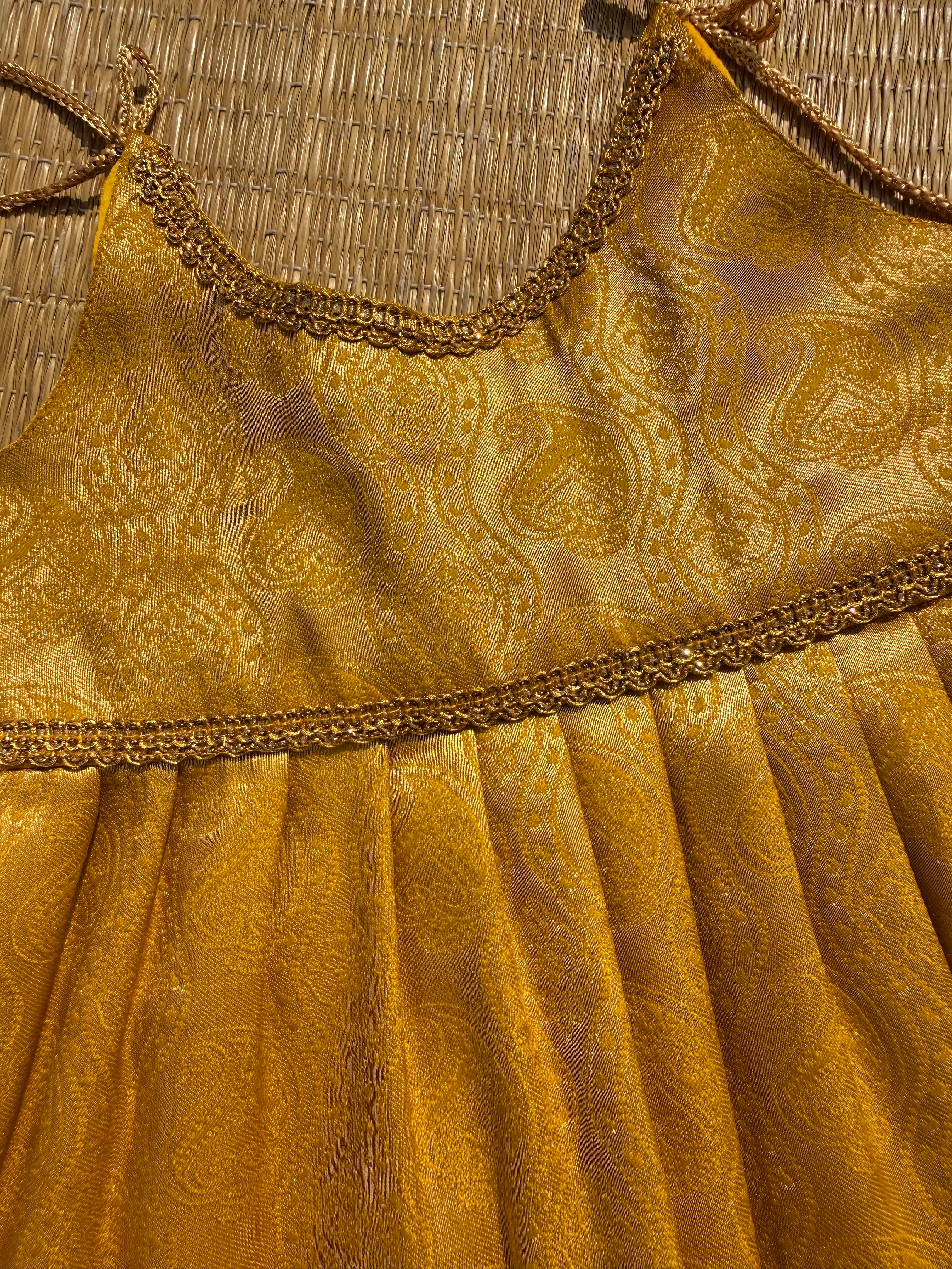 Little Dhiya - full gold zari tie knot frock for babies