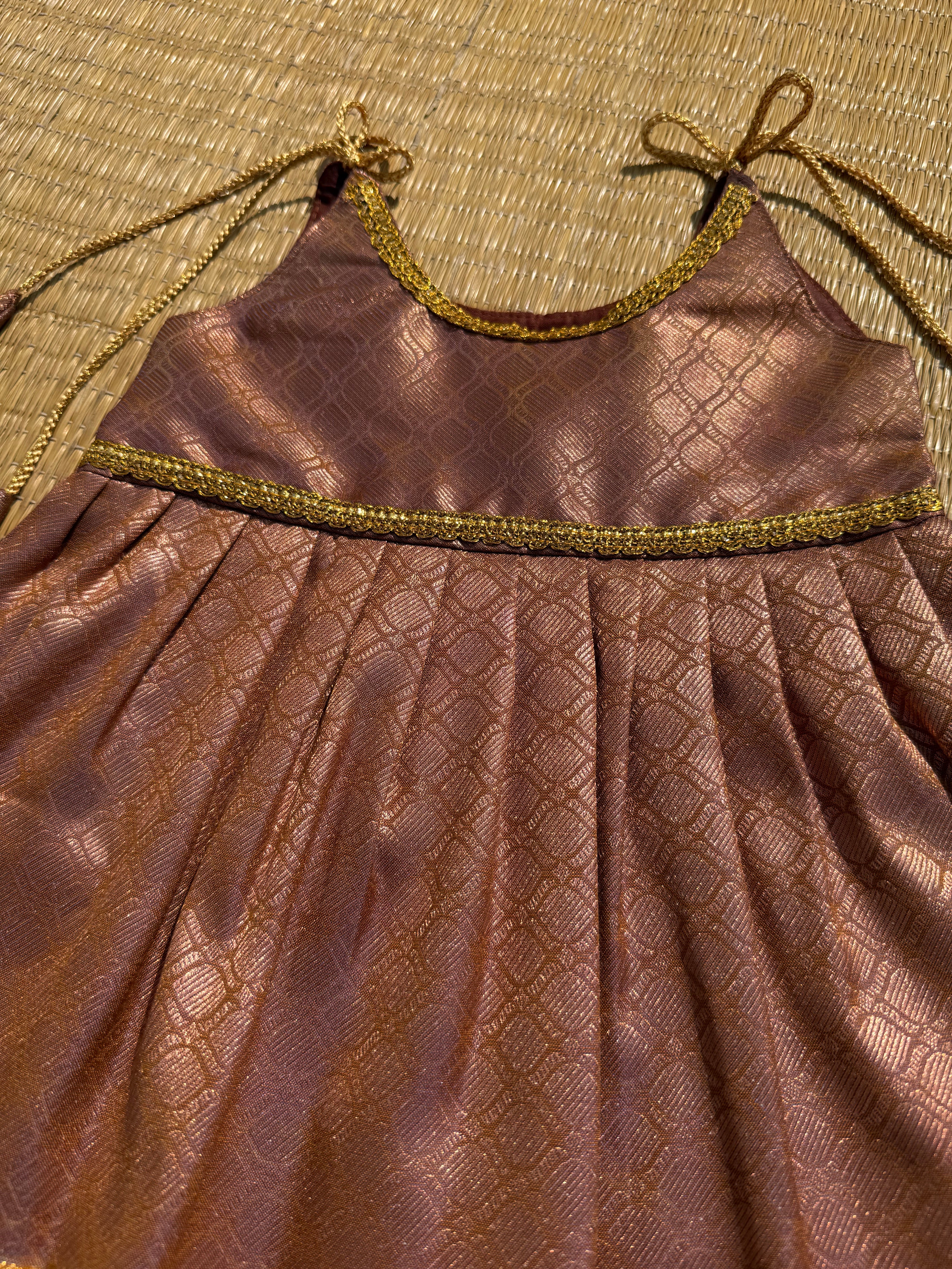 Little Dhiya - full copper zari tie knot frock for babies