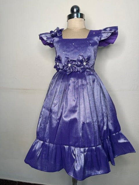 Laya - Violet copper Elegant Pure tissue cotton frocks for kids for children