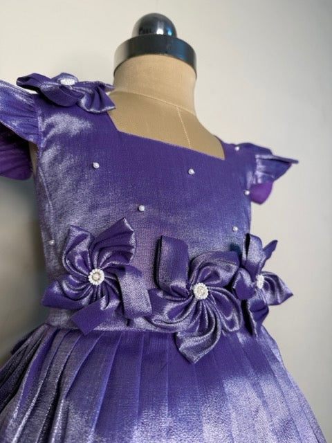 Laya - Violet copper Elegant Pure tissue cotton frocks for kids for children