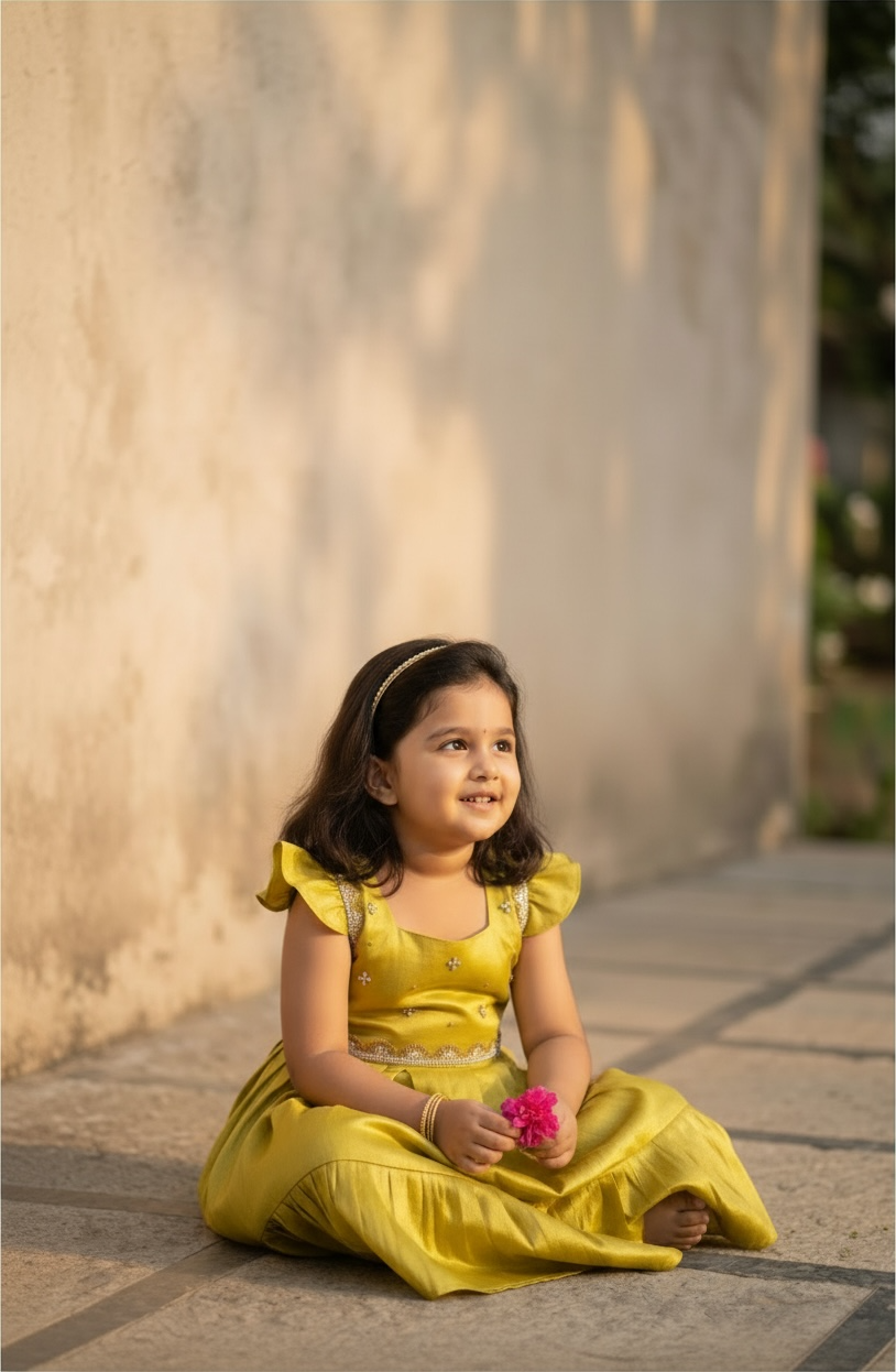 Laya - Radium green Elegant Pure tissue cotton frocks for kids for children