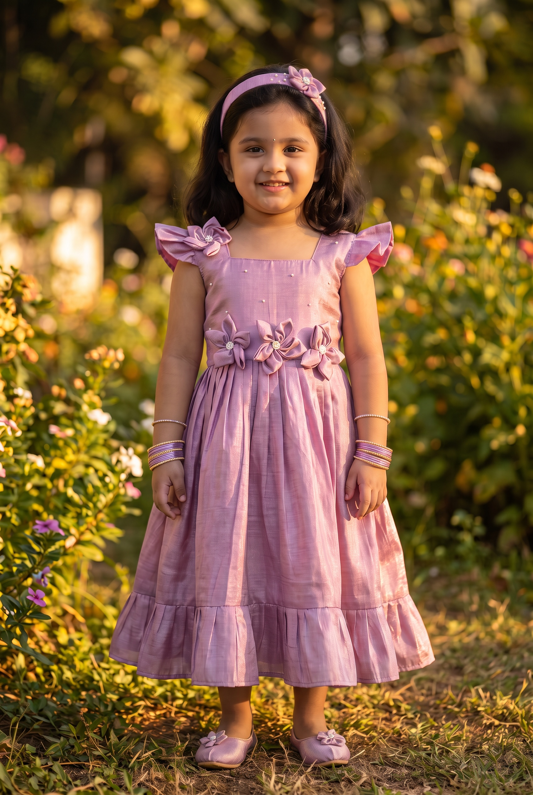 Laya - Baby pink Elegant Pure tissue cotton frocks for kids to children