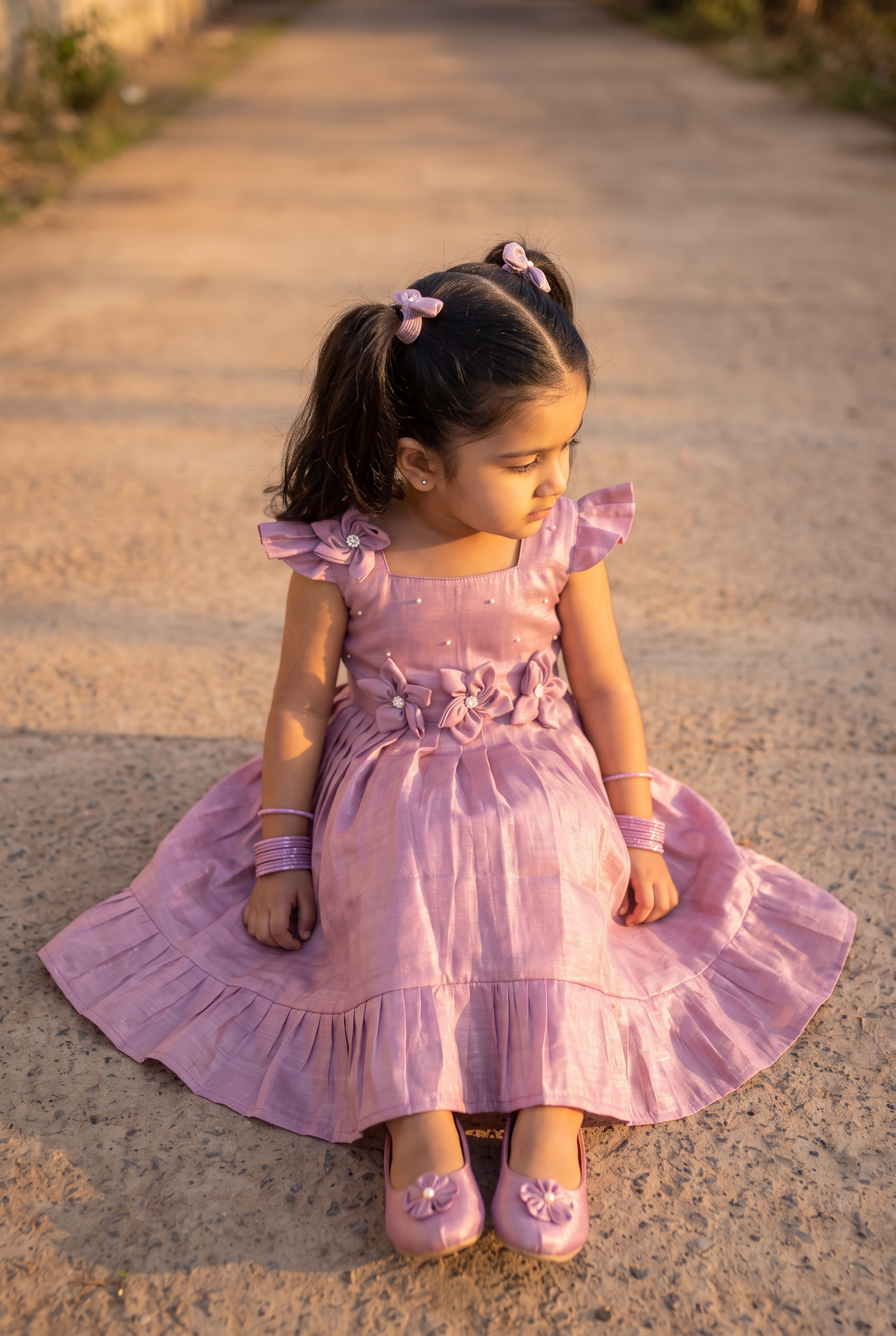 Laya - Baby pink Elegant Pure tissue cotton frocks for kids to children
