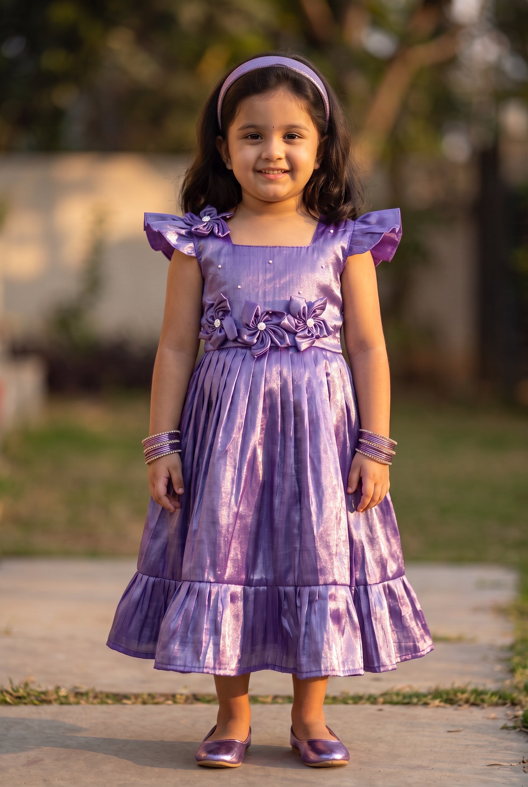 Laya - Violet copper Elegant Pure tissue cotton frocks for kids for children