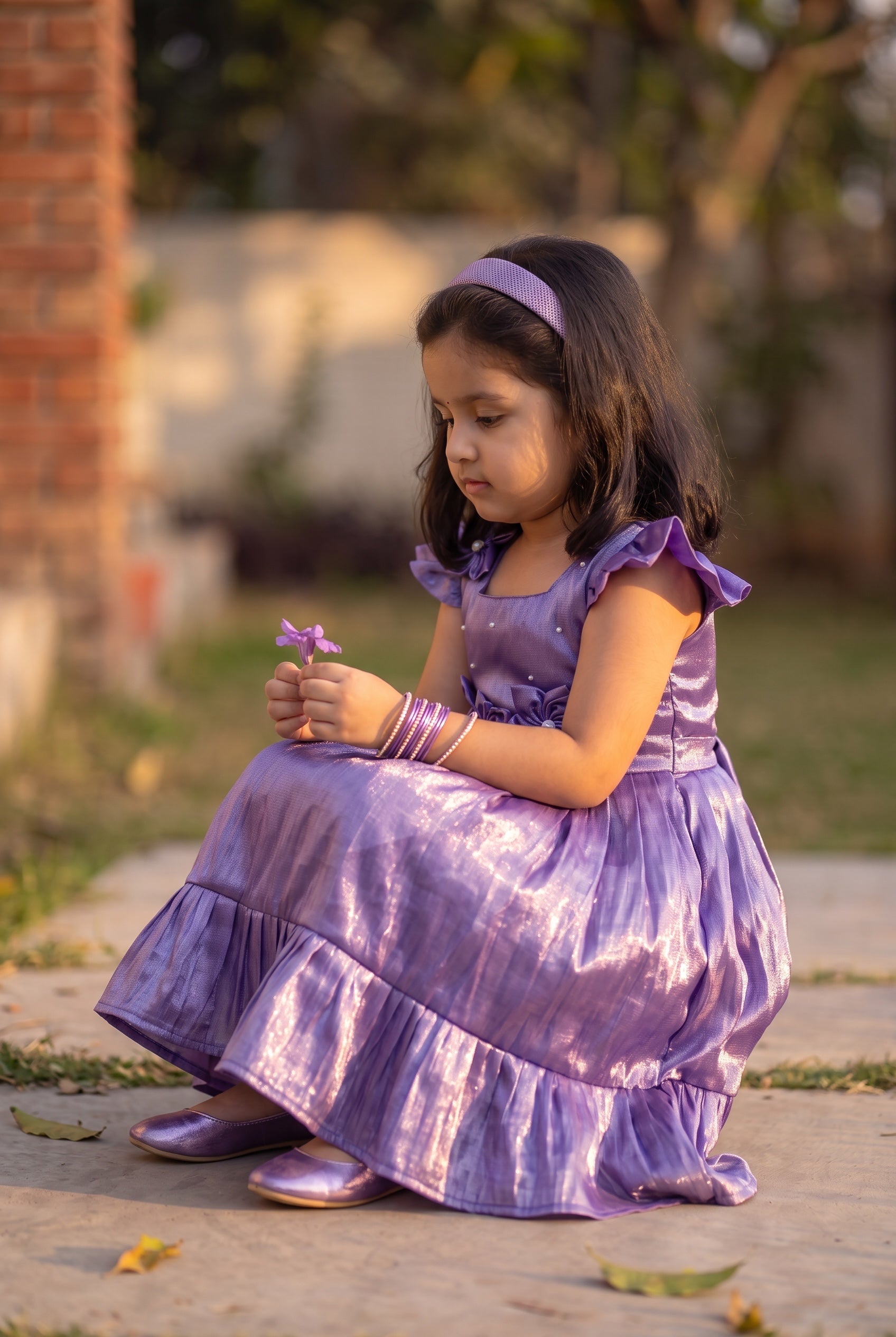 Laya - Violet copper Elegant Pure tissue cotton frocks for kids for children