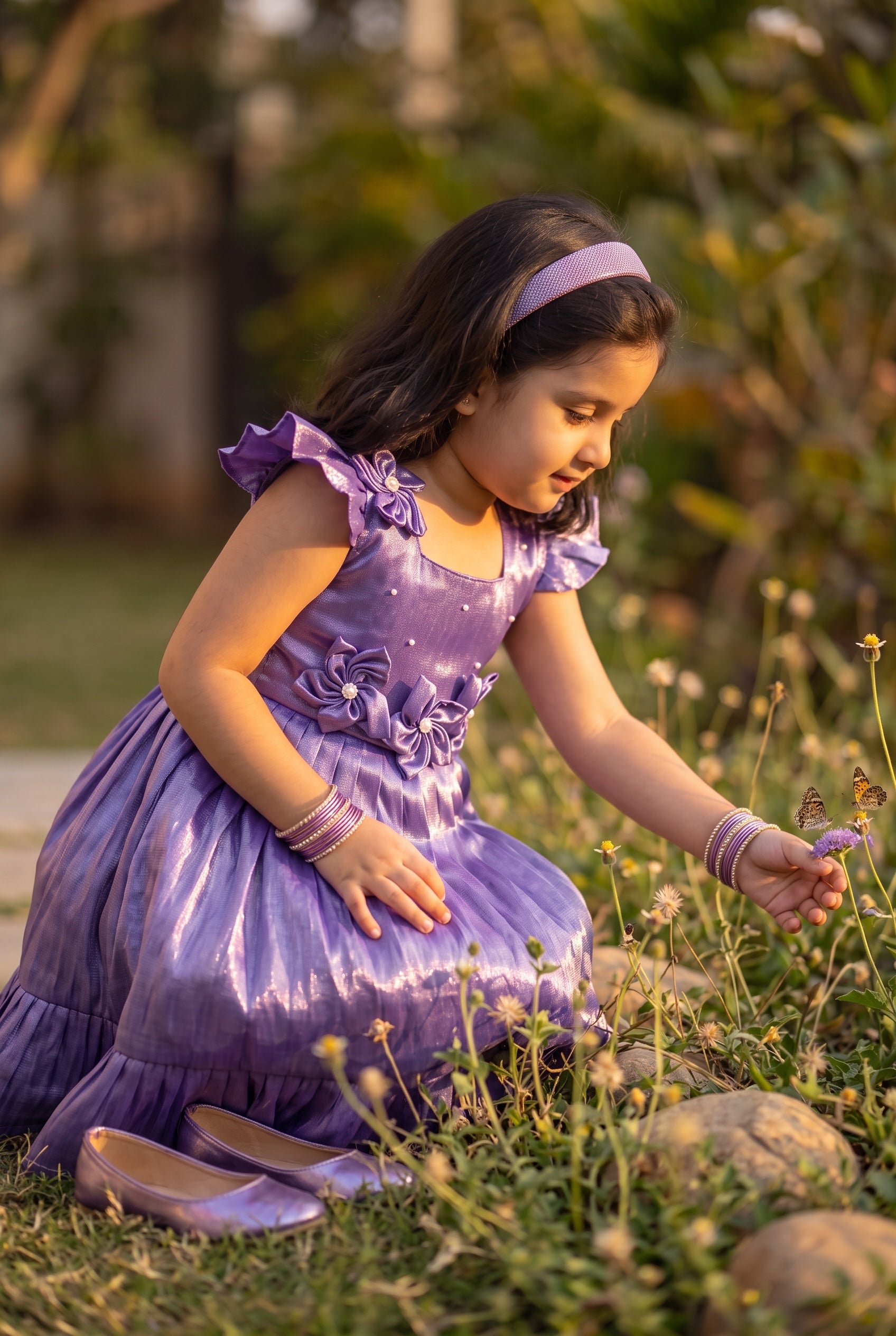 Laya - Violet copper Elegant Pure tissue cotton frocks for kids for children
