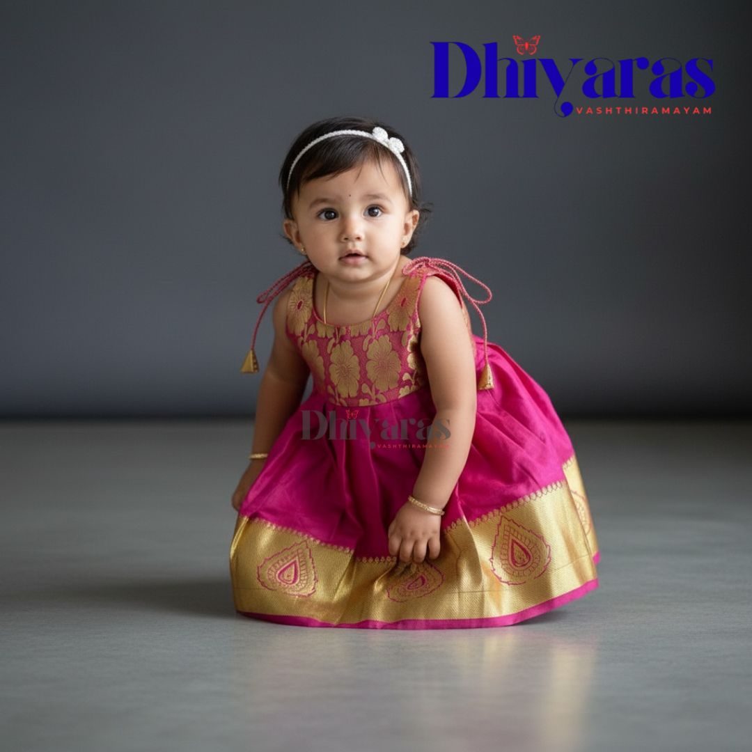 Little Dhiya - Dark pink tie knot frock for babies